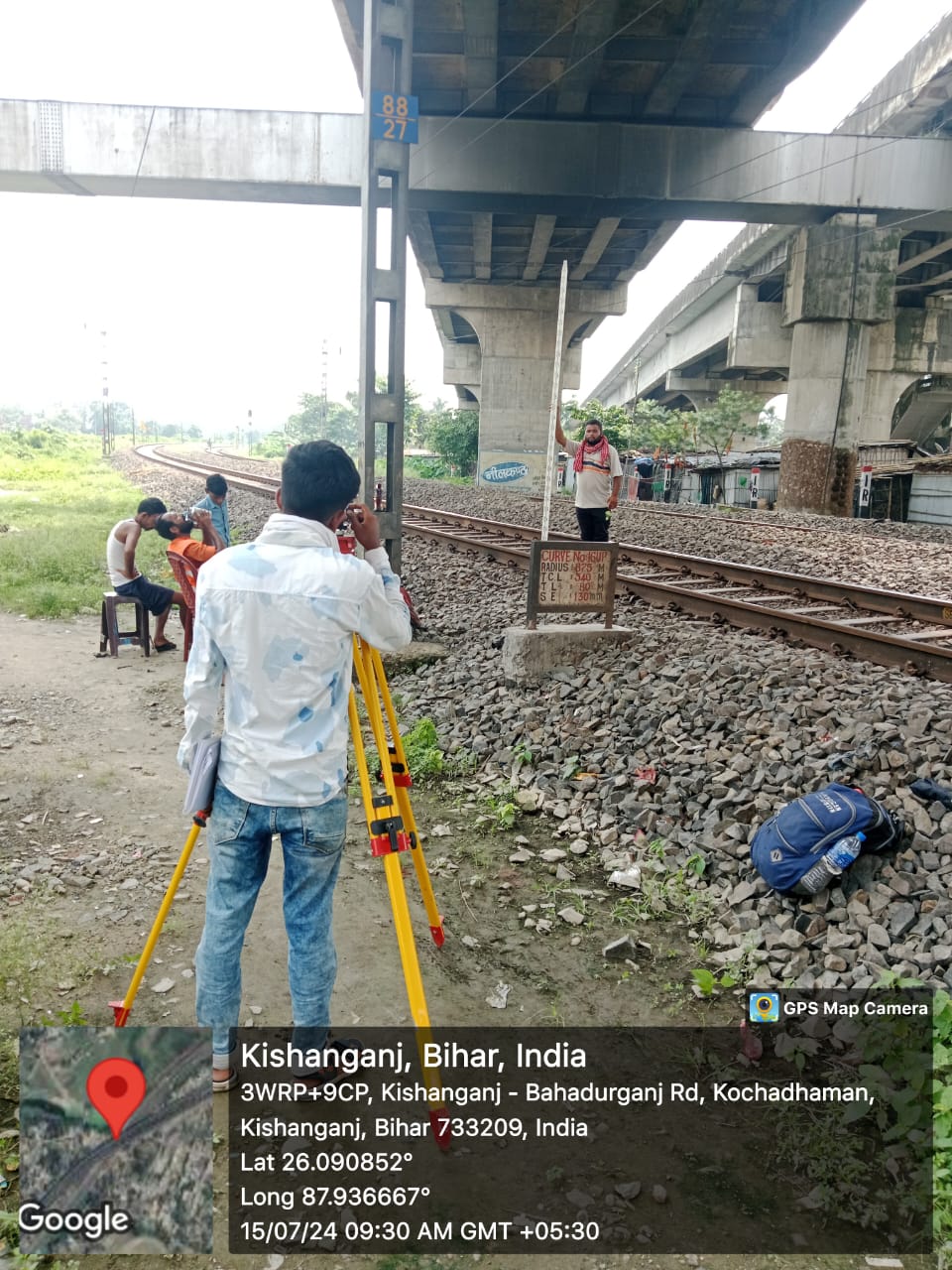 Surveyor analyzing data