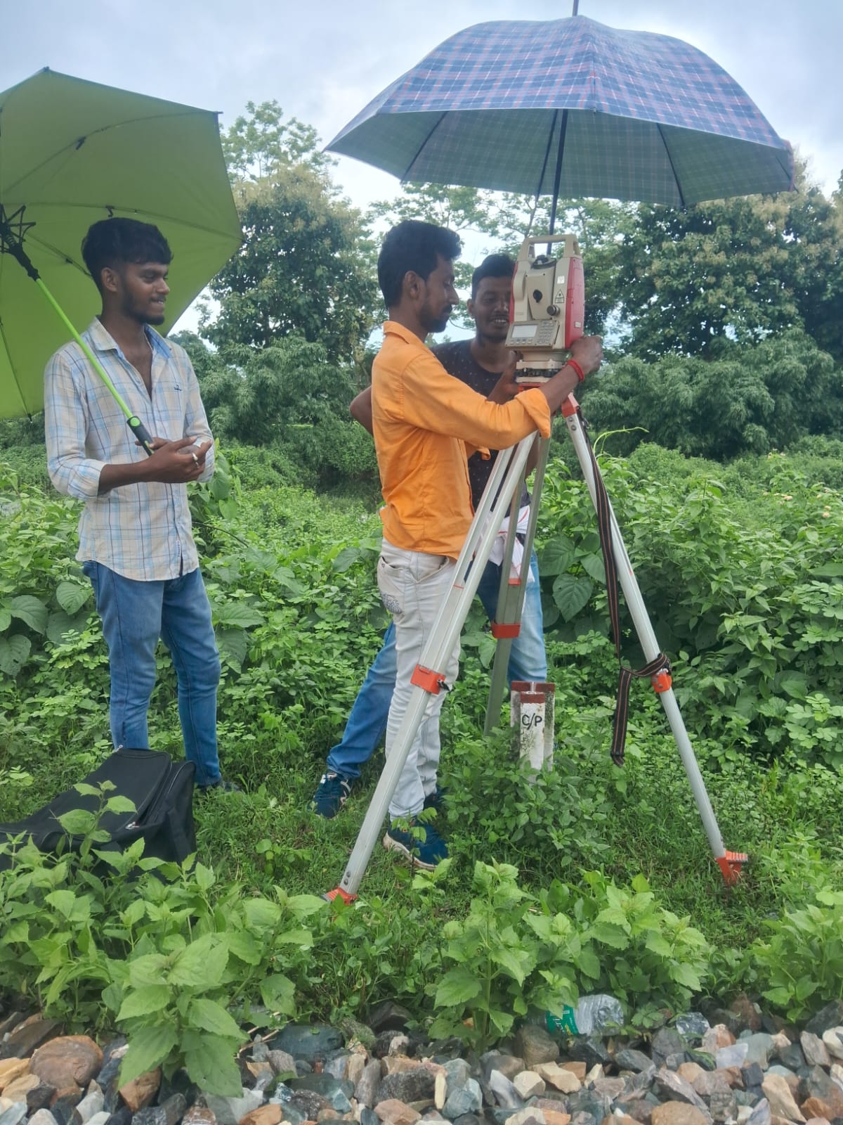 Surveyor analyzing data