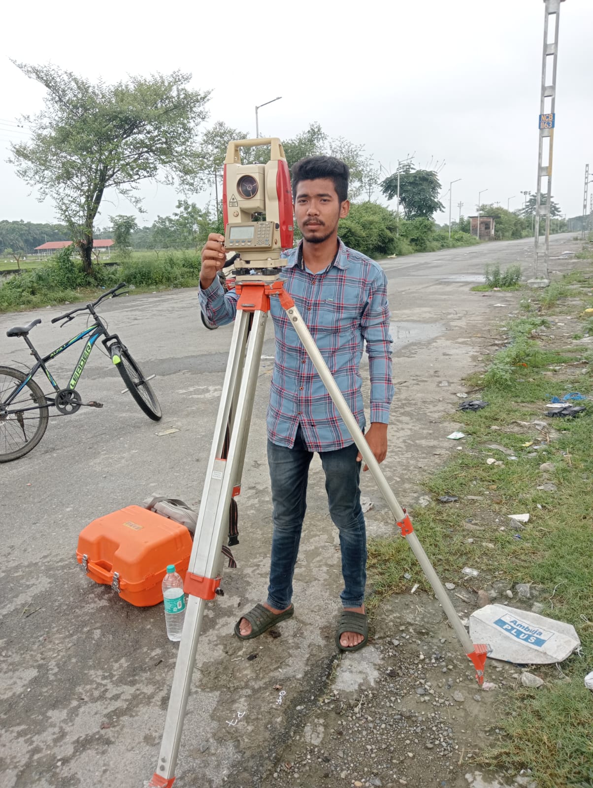 Surveyor with GPS equipment