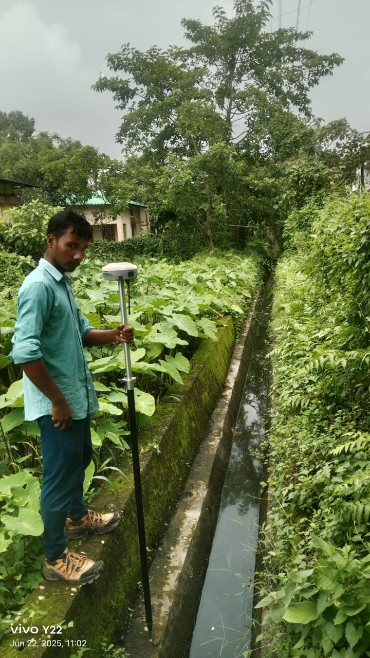 Survey equipment setup on site