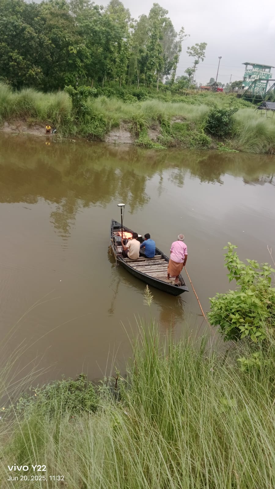 Survey equipment setup on site