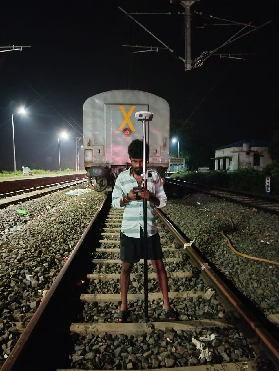 Survey equipment setup on site
