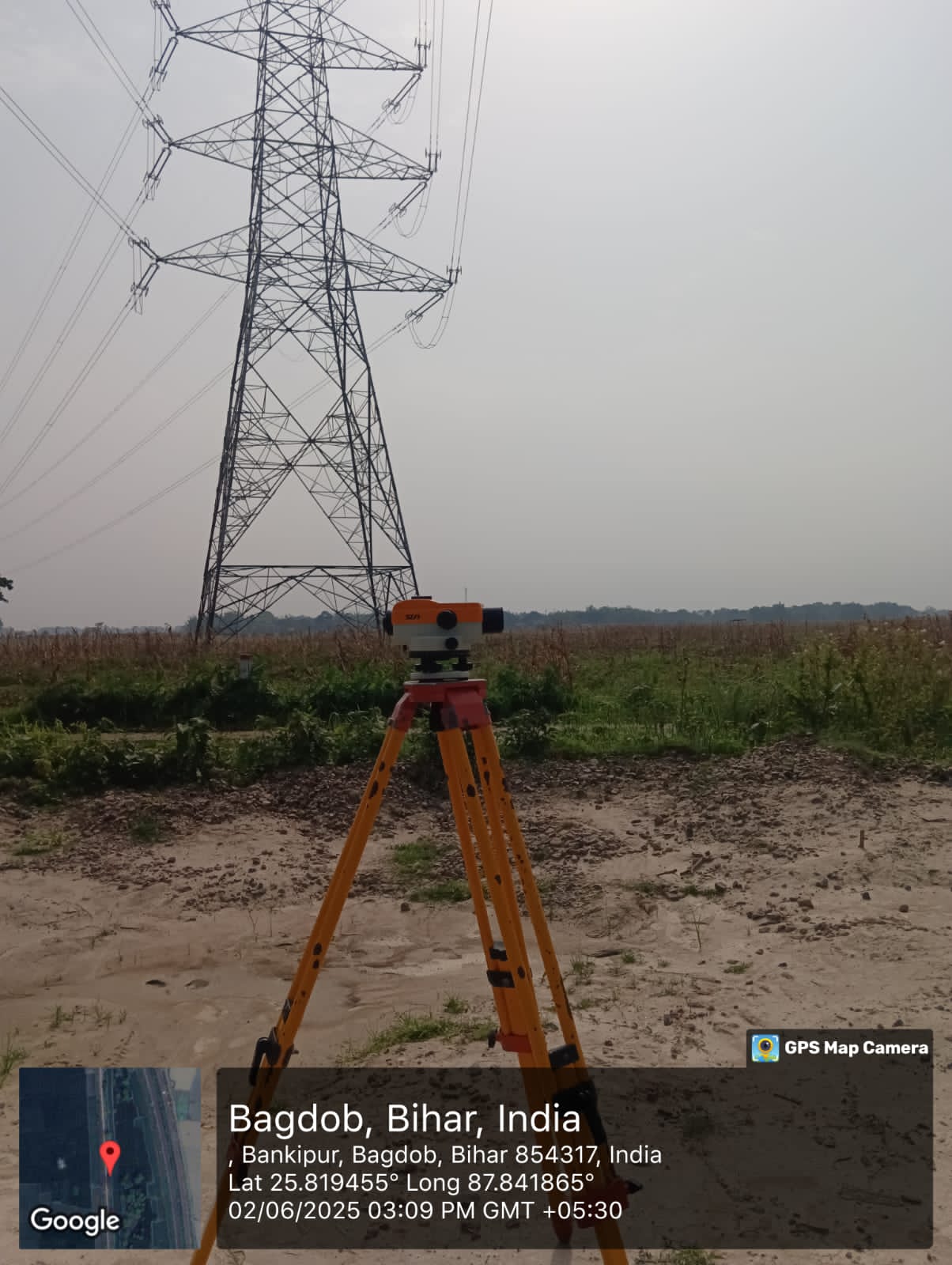 Survey equipment setup on site