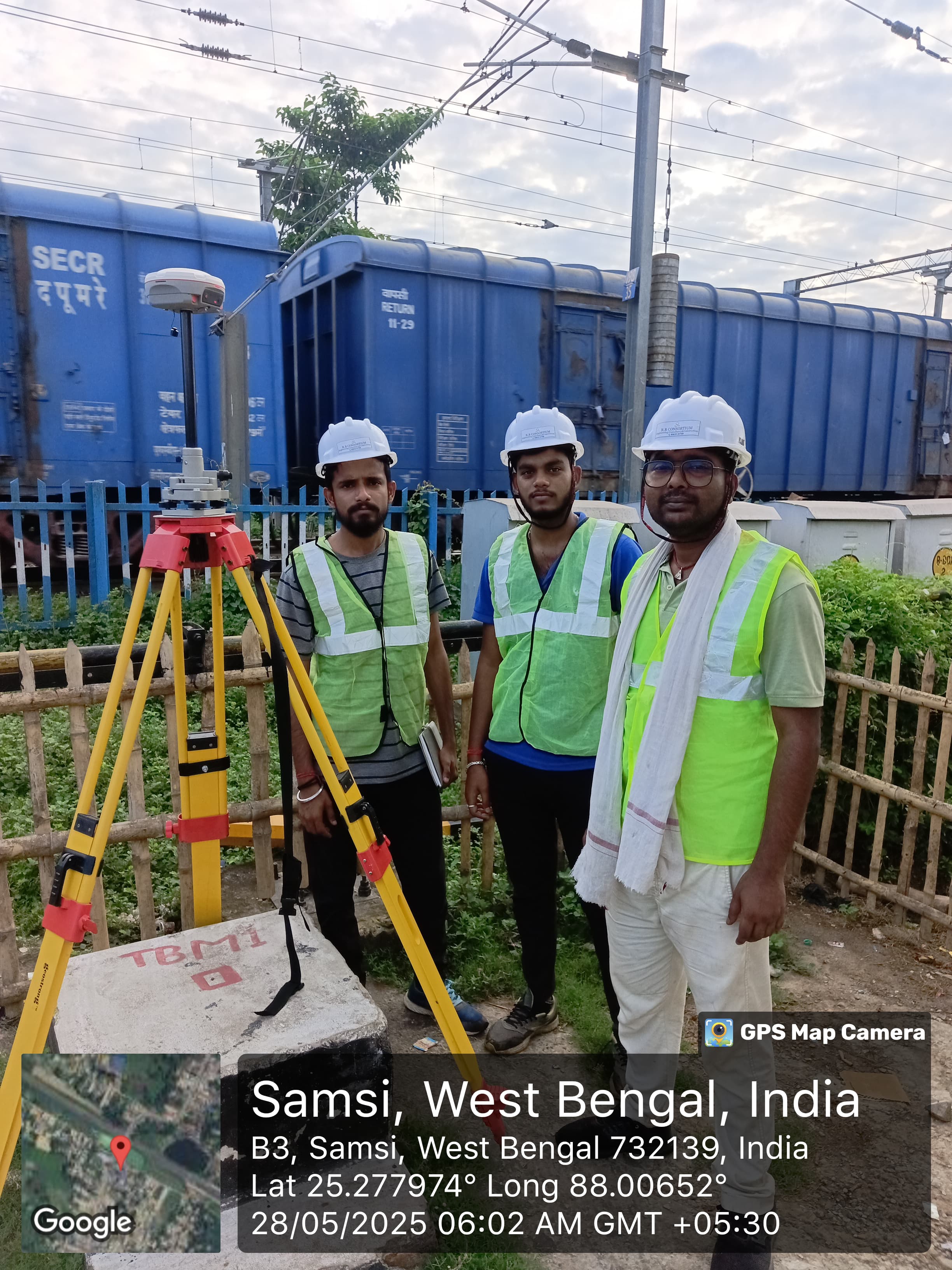 Survey equipment setup on site