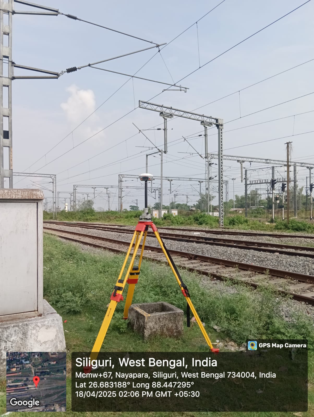 Survey equipment setup on site