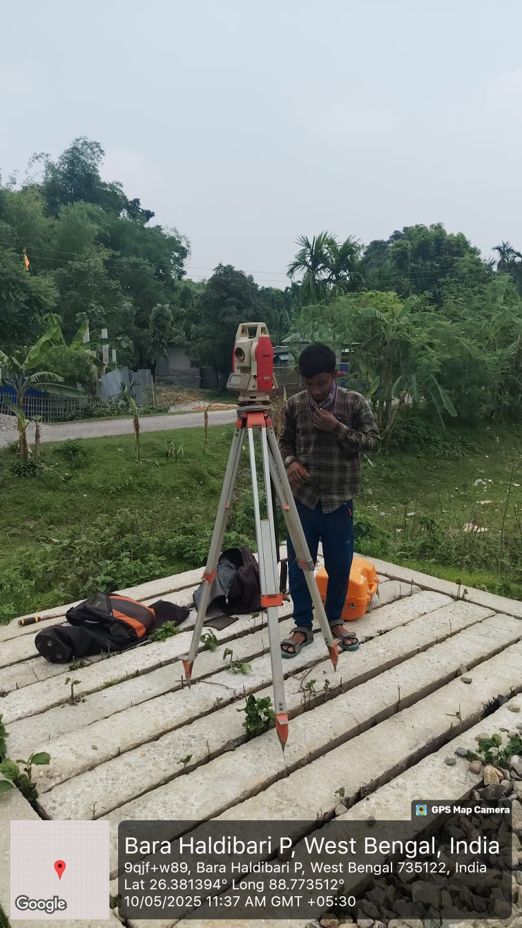 Survey equipment setup on site
