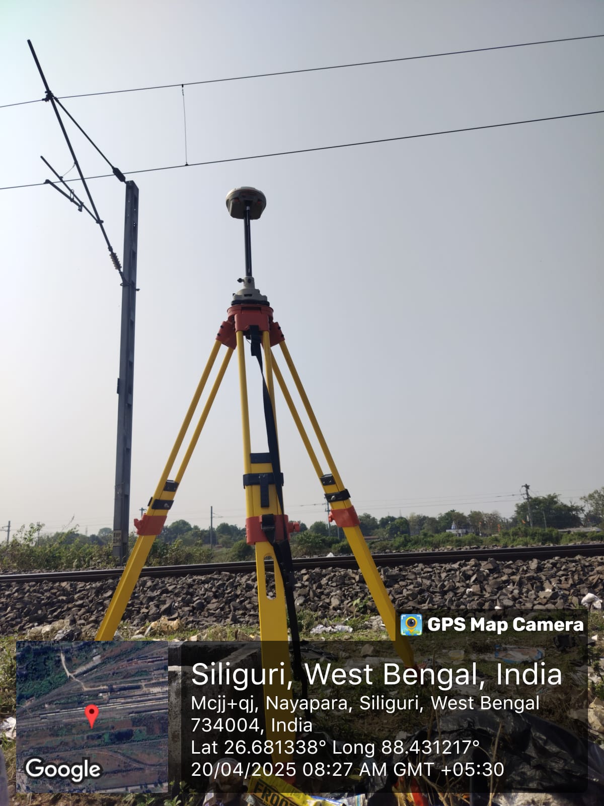 Survey equipment setup on site
