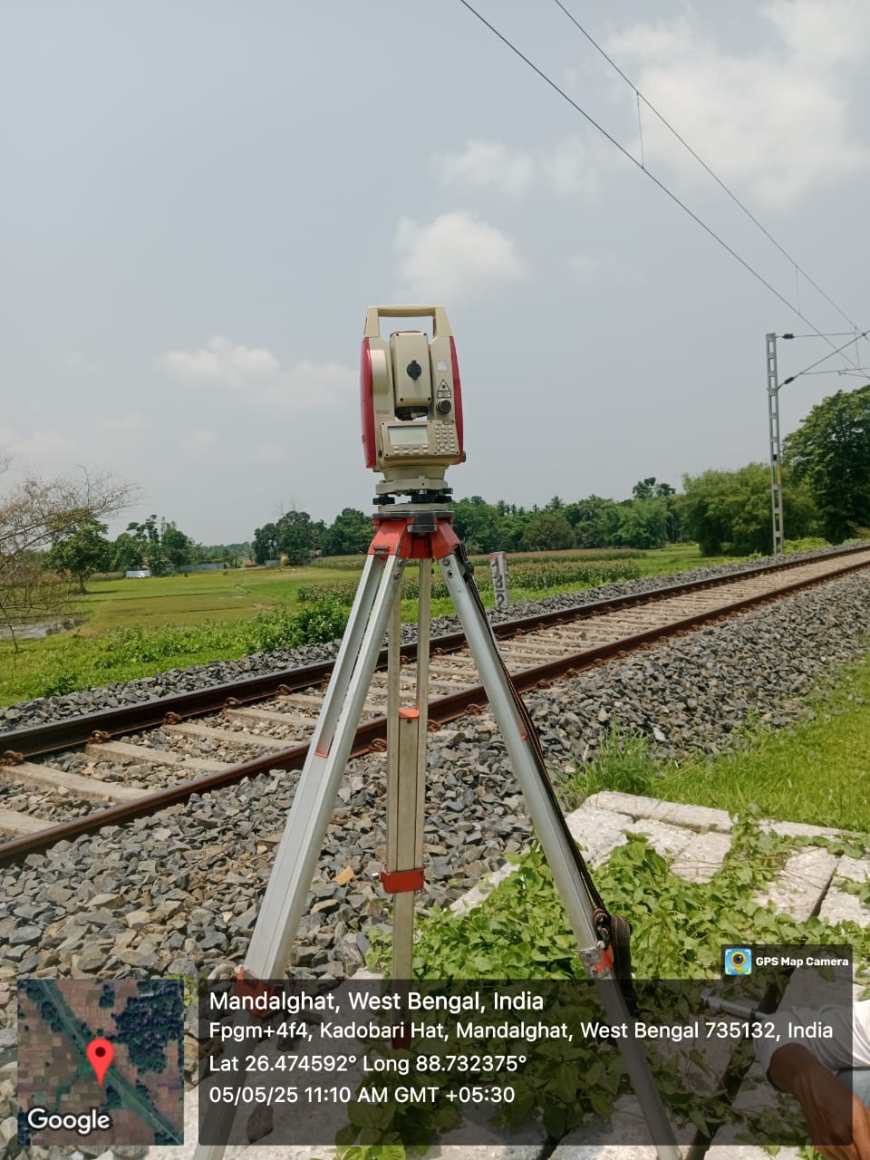 Survey equipment setup on site